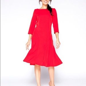 NEW Red Midi Dress with 3/4 Sleeves
